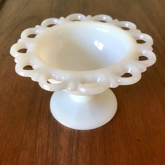 Other - Vintage White Milk Glass Pedestal Bowl Dish